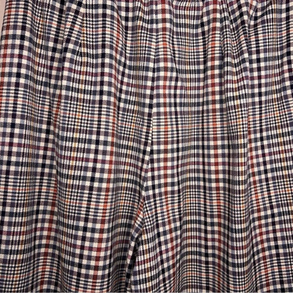 Medium Forever 21 Plaid Pants Wide Leg Black White Academia Belt Loops - Picture 10 of 12